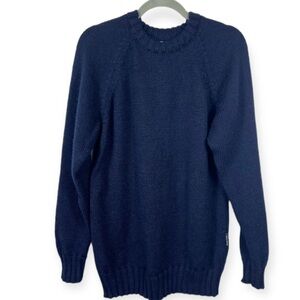 Woolovers Crew Neck 100% British Wool Washable Sweater Large Blue